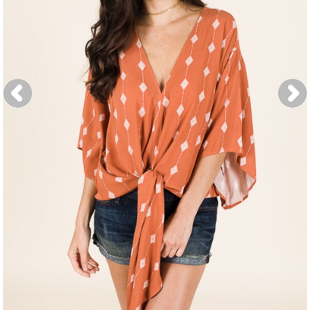 Boho boutique diamond tie top